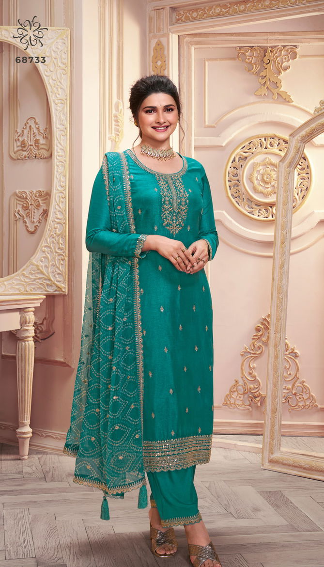 Saanjh By Vinay Kuleesh Silk Georgette Embroidered Salwar Kameez Manufacturers
